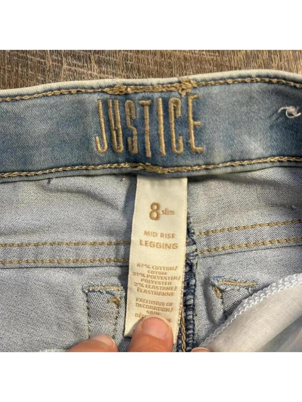 Justice Light Wash Mid Rise Jeggings Stretch Skinny Jeans Size 8 Slim